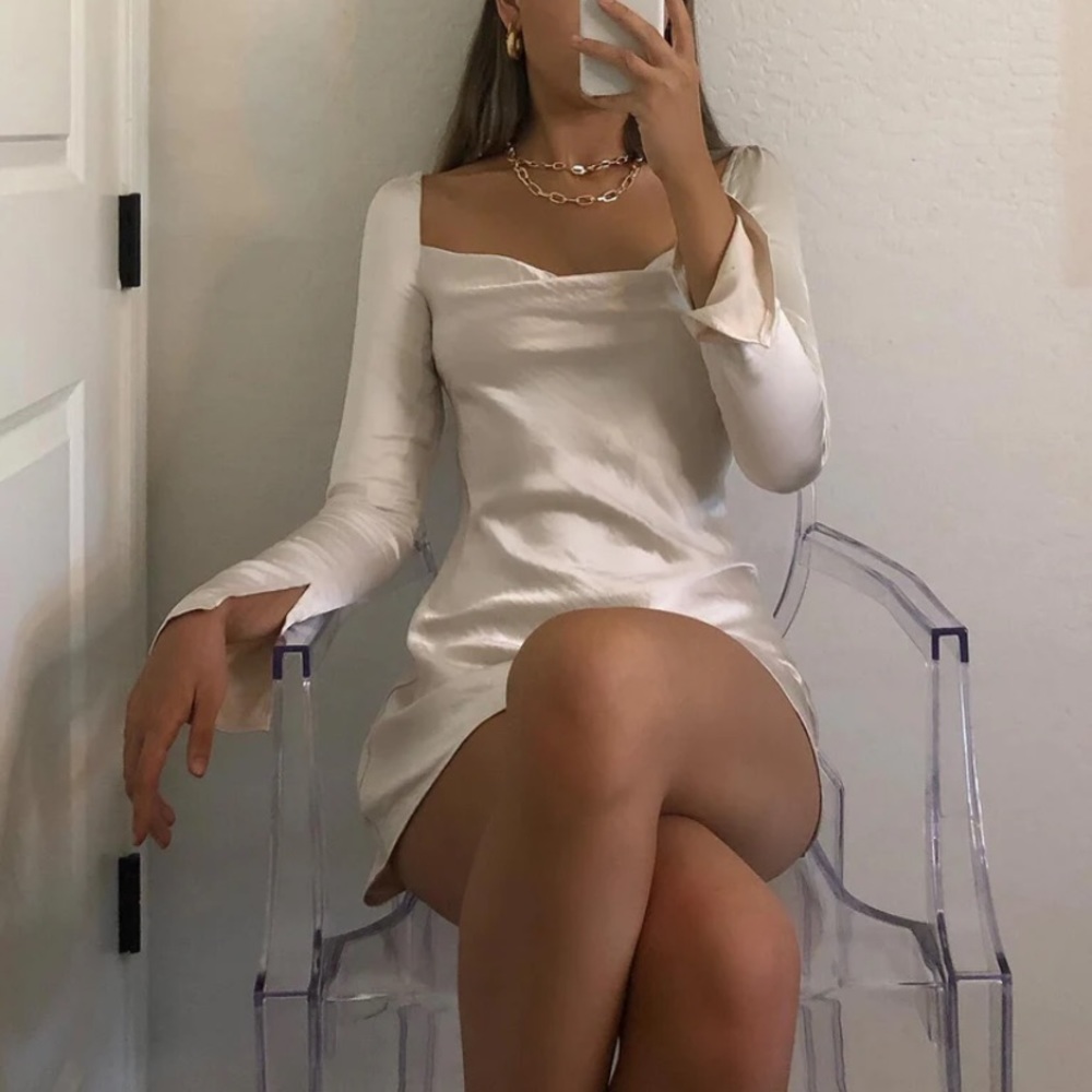 Satin cream dress